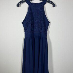 Lulu’s Lovers Game Lace Fit & Flare Dress in Navy Blue Style # 66451 Size Small!